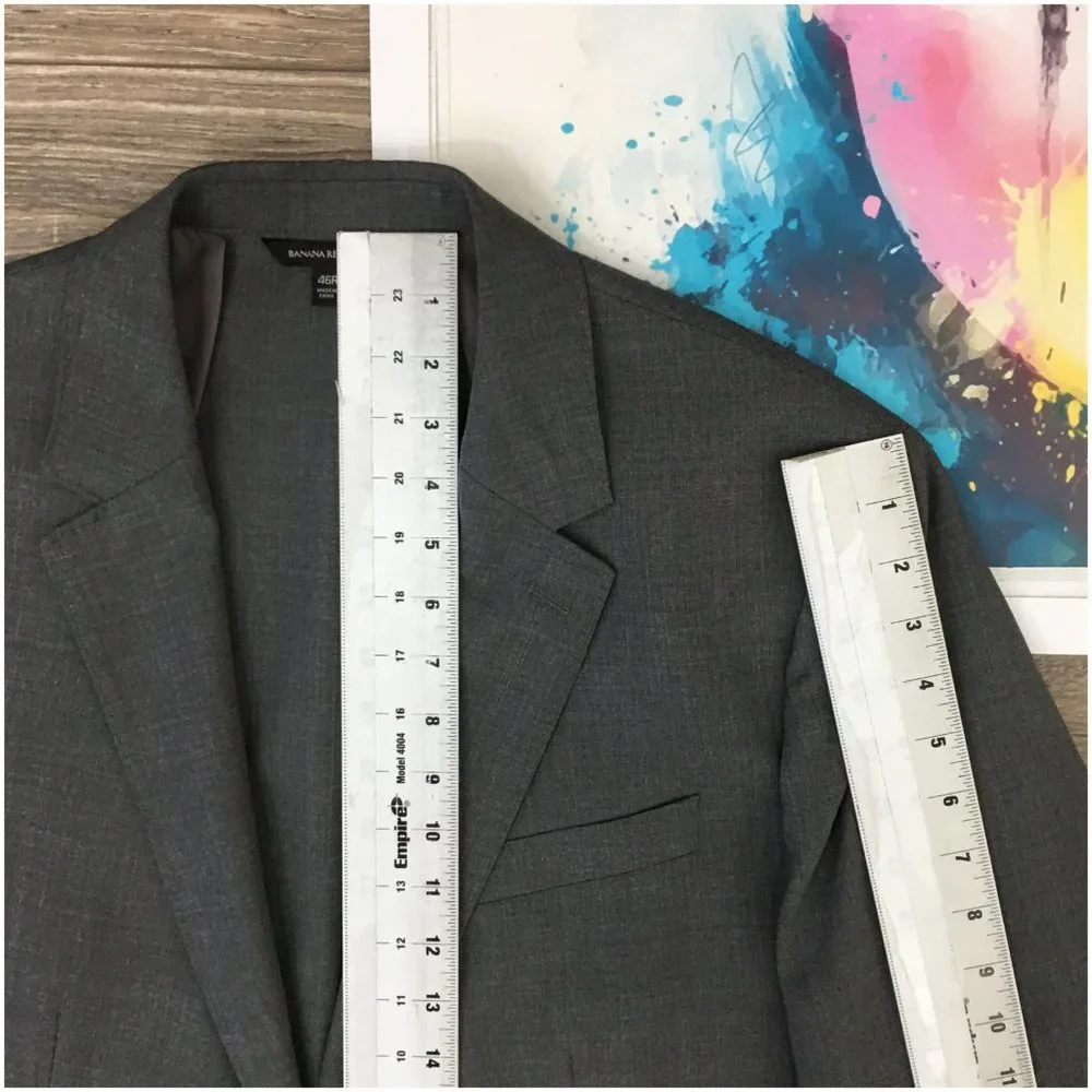 Banana Republic Mens Blazer Sport Coat Two Button‎ Jacket Wool 46R Casual Suits